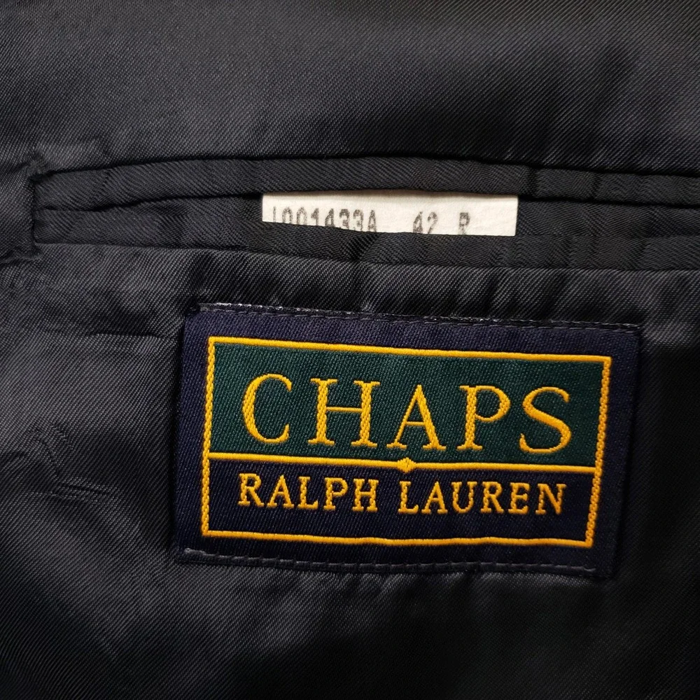 Chaps Ralph Lauren Blazer Mens 42R Navy Blue Wool Gold Crest Buttons Sport Coat